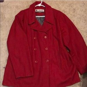 Columbia red pea coat 2x